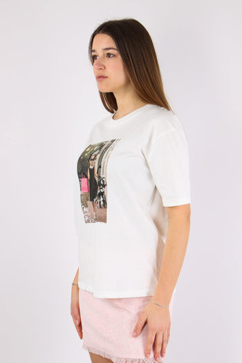 T-shirt Stampa Bimba Corona Panna - 2