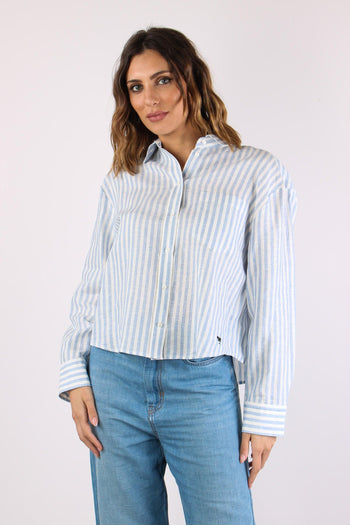 Albatro Camicia Lino Riga Tasca Bianco - 2
