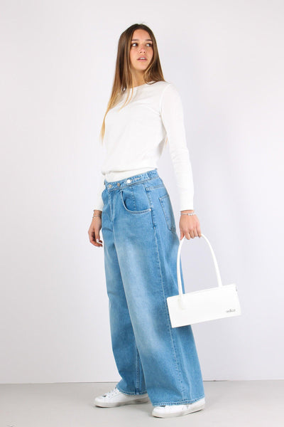 Denim Palazzo Bottoni Denim Medio