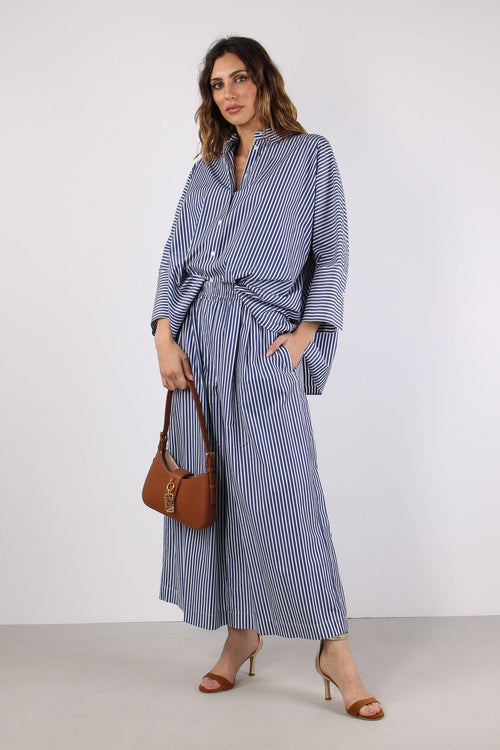 Hudson Camicia Cotone Riga Blu/bianco
