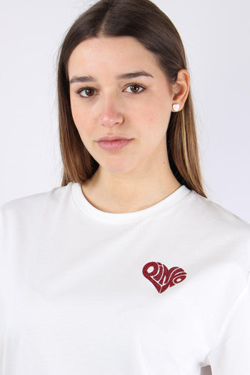 Strepitoso T-shirt Logo Strass Bianco/rosso - 7