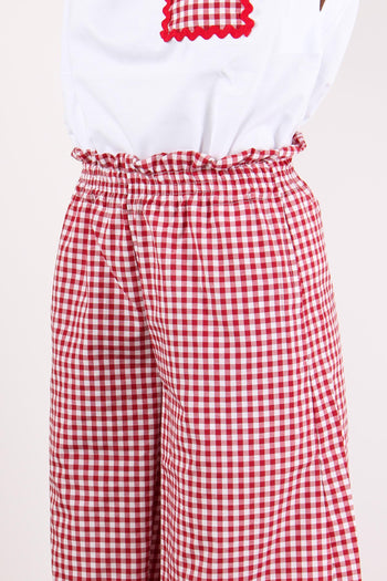 Pantalone Cropped Vichy Bianco/rosso - 6