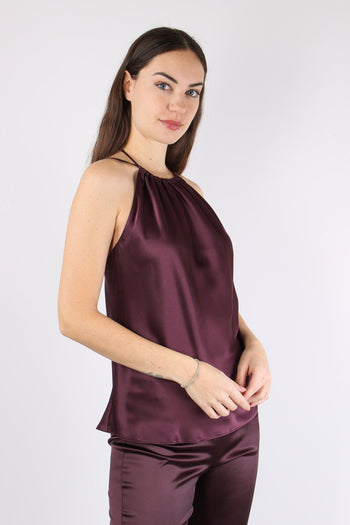 Carota Top Satin Smanicato Bordeaux - 7