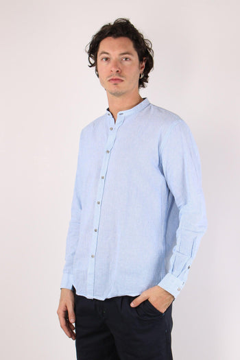 Camicia Lino Microriga Celeste - 3