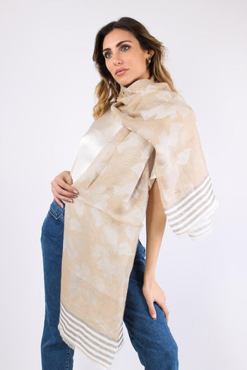 Foulard Fantasia Fiori Lino Fieno - 5