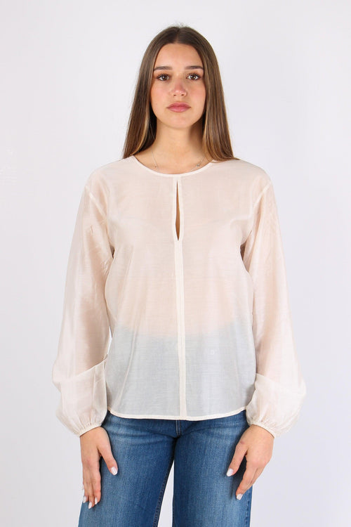 Blusa Mussola Apertura Davanti Burro
