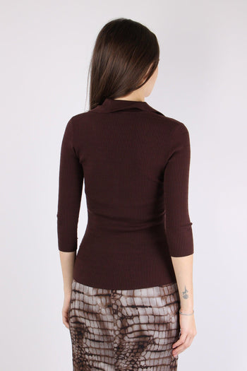 Maglia Scavo V Bottoni Cacao - 4