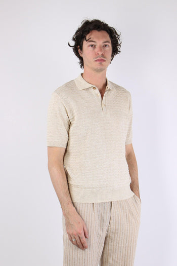 Polo Cotone Lavorato Beige - 6