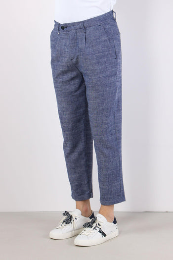 Pantalone Misto Lino Blu - 3