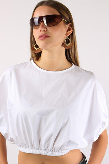Camicia Cropped Elastico Bianco - 8