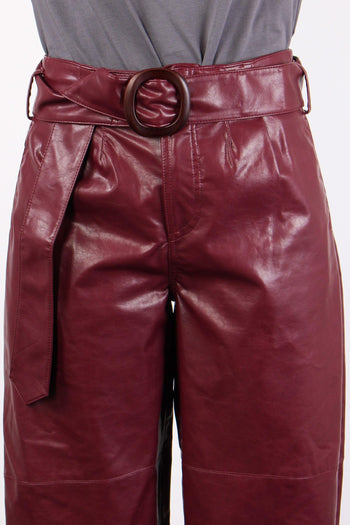 Pantalone Ecopelle Cintura Dark Wine - 8