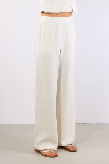 Pantalone Palazzo Misto Viscos Panna - 5