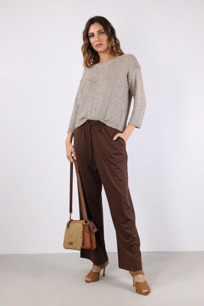 Modico Pantalone Cropped Punto Cioccolato