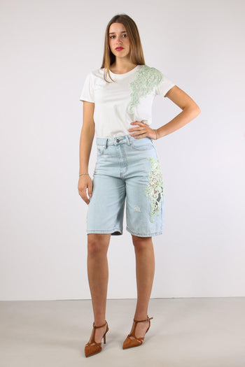 Bermuda Inserto Pizzo Paiillettes Denim - 3