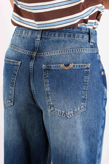 Jeans Banda Contrasto Blu - 9