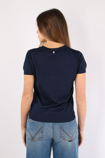 Maglia Girocollo M/m Viscosa Blu - 4