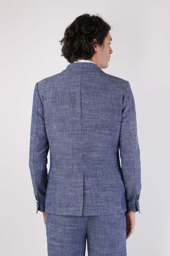 Giacca Misto Lino Blu - 5