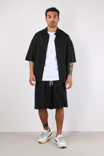 Camicia Mc Viscosa Lino Nero