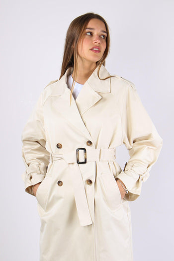 Trench Cinturato Cotone Beige - 3