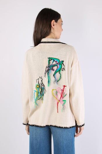 Cardigan Ricami Panna - 4