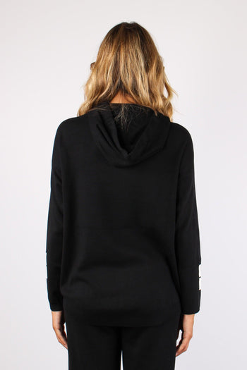 Maglia Tricot Over Cappuccio Nero/burro - 3