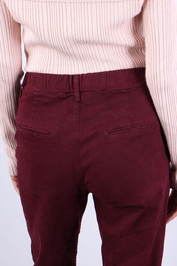 Pantalone Gabardina Elastico Bordeaux - 7