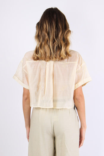 Camicia Corta Mussola Ricamo Naturale - 4