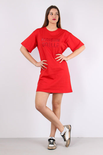 Maxi T-shirt Ricamo Maison Gae Rosso - 3