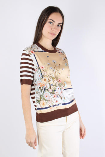 Maglia Riga Manica Corta Foulard/bisco - 7