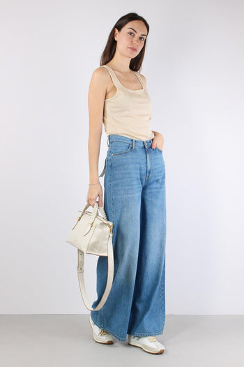 Denim Wide Misto Lino Denim Chiaro - 3