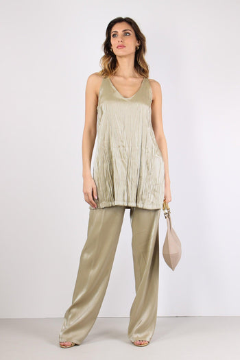 Blusa Smanicata Effetto Lucido Oyster - 7