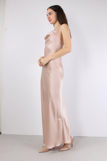 Farro Abito Scavo Dietro Satin Rosa Mogano - 3