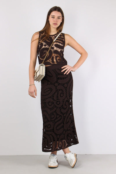 Maestrale Gonna Macrame Marrone Java