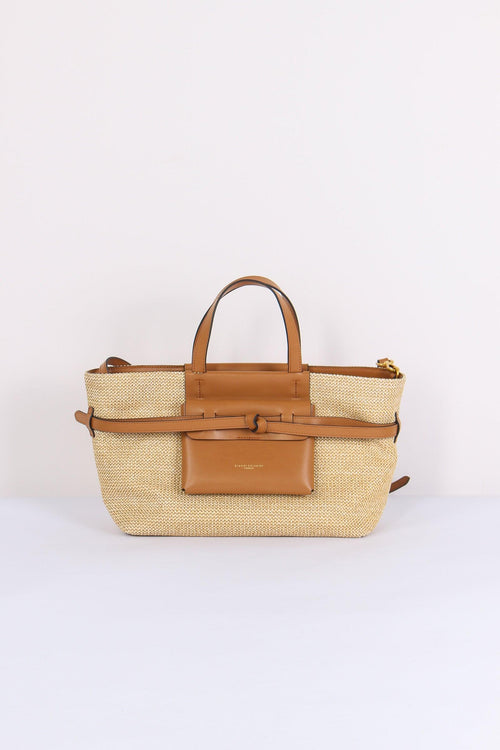 Belty Shopping Mini Rafia Naturale/cuoio
