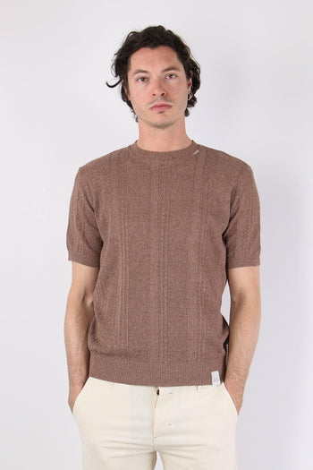 T-shirt Cotone Lavorato Tabacco - 2