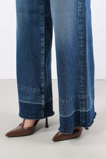 Denim Maxi Tasche Sfrangiato Denim Scuro - 7