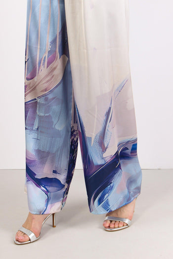 Pantalone Palazzo Fantasia Blu - 7