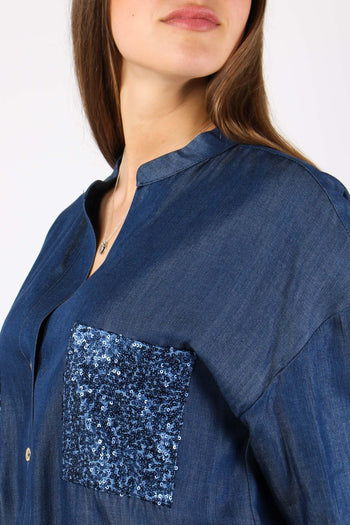 Camicia Chambry Inserto Paille Blu - 8