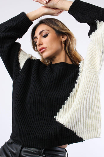 Maglia Bicolor Panna/nero - 2