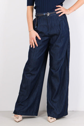 Pantalone Flare Chambry Denim Blue Dark - 2