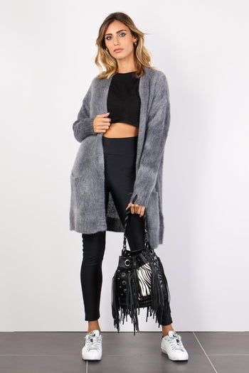 Cardigan Sfumato Mohair Nero - 4