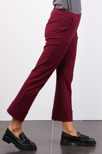 Pantalone Punto Milano Risvolt Bordeaux - 4