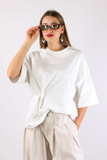 T-shirt Over Ripresa Spilla Panna - 3