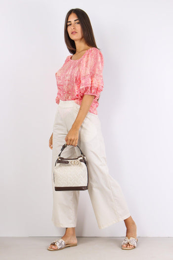Top Manica Ampia Fantasia Fucsia - 3