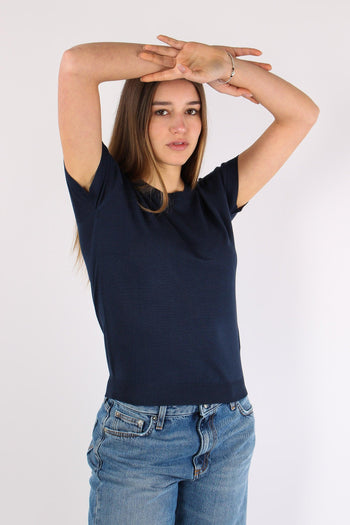 Maglia Girocollo M/m Viscosa Blu - 6