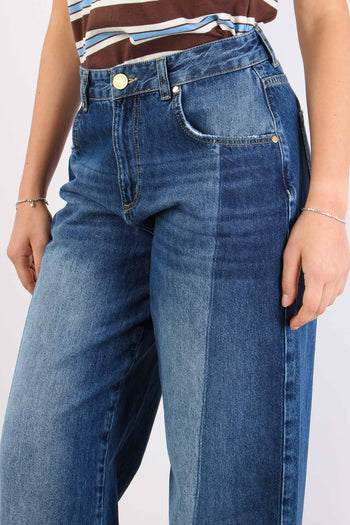 Jeans Banda Contrasto Blu - 7