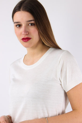 Maglia Girocollo M/m Viscosa Off White - 8