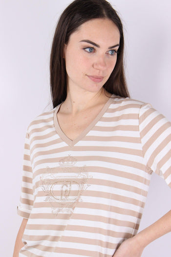 T-shirt Riga Scollo V White/almond - 5