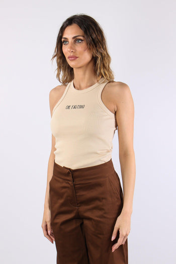 Canotta Costina Ricamo Che Fas Beige - 3