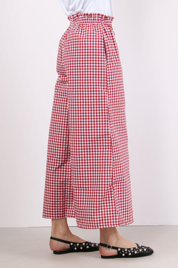 Pantalone Cropped Vichy Bianco/rosso - 5